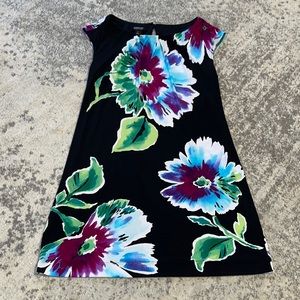 Signature London Style Black Floral sleeveless Dress Size: L